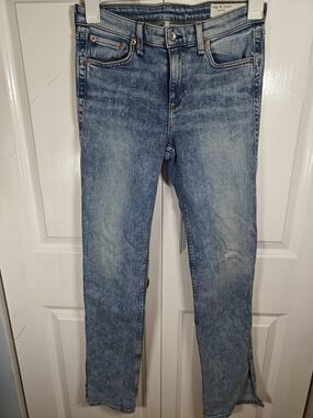 rag & bone Cate Mid Rise Split Flare Jeans Size 28 Light Blue Slit Hem Stretch